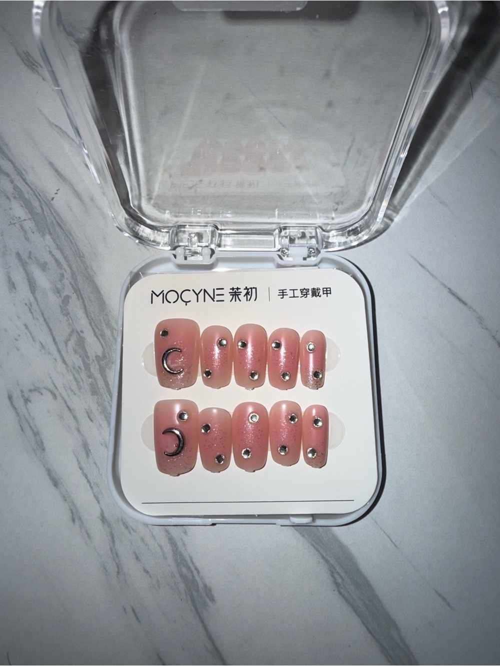 Pink Glitter Rhinestone Press-On Nails - 24 pieces - Picture 3 of 5